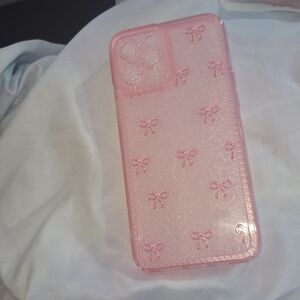 Pink Glitter Bow Protective Phone Case - Cute Slim Cover
